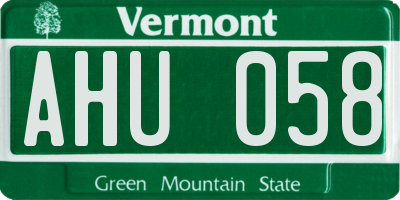 VT license plate AHU058