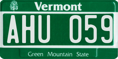 VT license plate AHU059