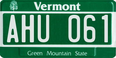 VT license plate AHU061