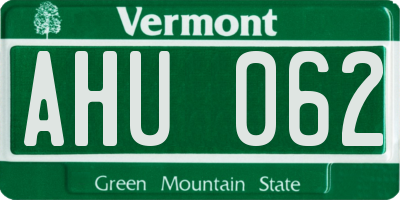 VT license plate AHU062