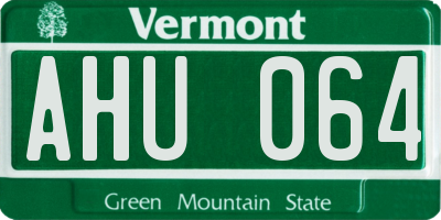 VT license plate AHU064