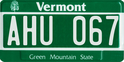 VT license plate AHU067