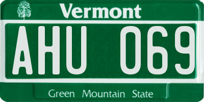 VT license plate AHU069