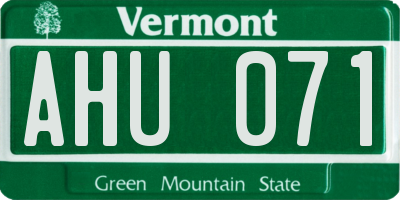 VT license plate AHU071