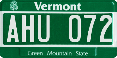 VT license plate AHU072