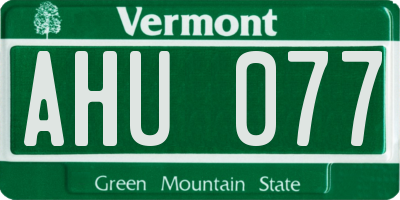VT license plate AHU077