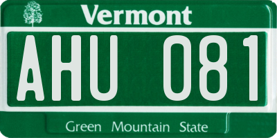 VT license plate AHU081