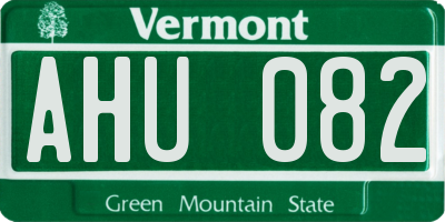 VT license plate AHU082