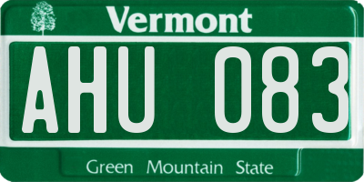 VT license plate AHU083