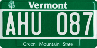 VT license plate AHU087