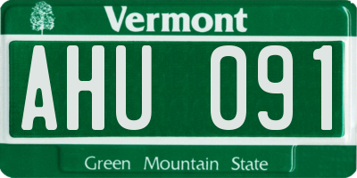 VT license plate AHU091