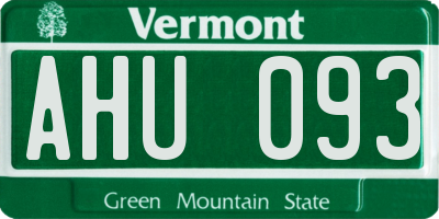 VT license plate AHU093