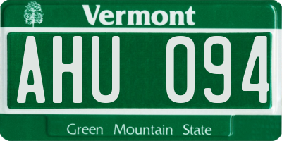 VT license plate AHU094