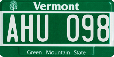VT license plate AHU098