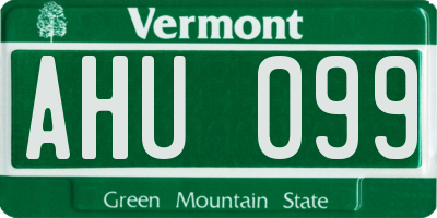 VT license plate AHU099