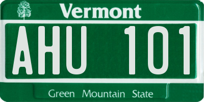 VT license plate AHU101