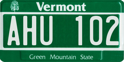 VT license plate AHU102