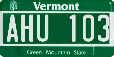 VT license plate AHU103