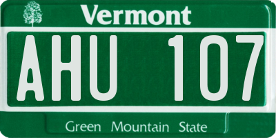VT license plate AHU107