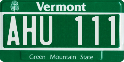 VT license plate AHU111
