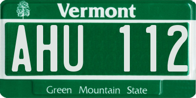 VT license plate AHU112