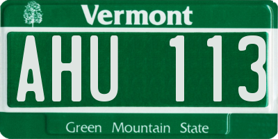 VT license plate AHU113