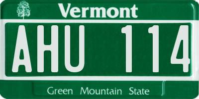 VT license plate AHU114
