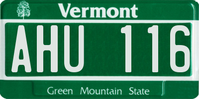 VT license plate AHU116