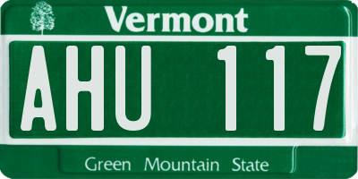 VT license plate AHU117