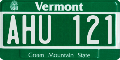 VT license plate AHU121