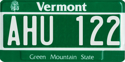 VT license plate AHU122