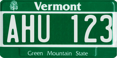 VT license plate AHU123