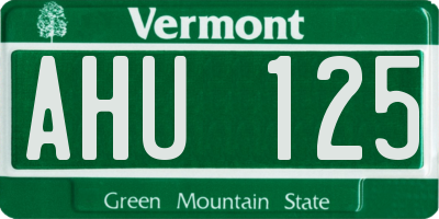 VT license plate AHU125