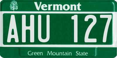 VT license plate AHU127
