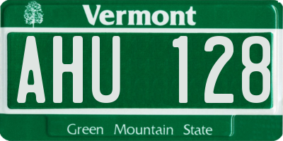 VT license plate AHU128