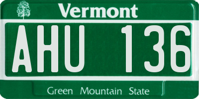 VT license plate AHU136