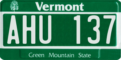 VT license plate AHU137