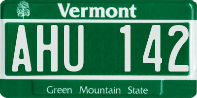 VT license plate AHU142