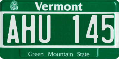 VT license plate AHU145