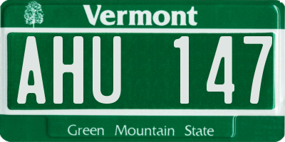 VT license plate AHU147