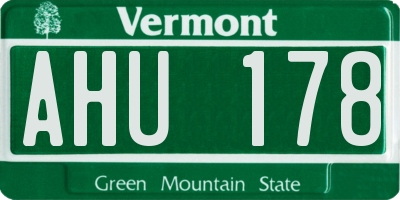VT license plate AHU178