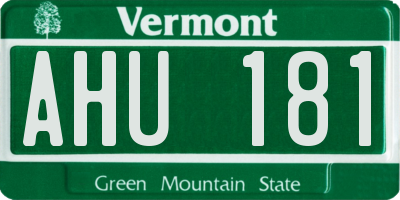 VT license plate AHU181