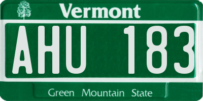VT license plate AHU183