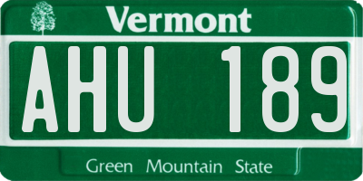 VT license plate AHU189