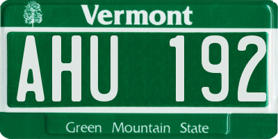 VT license plate AHU192