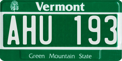 VT license plate AHU193