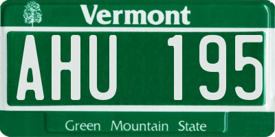 VT license plate AHU195