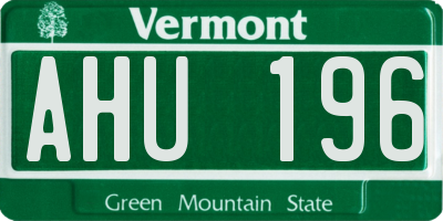 VT license plate AHU196