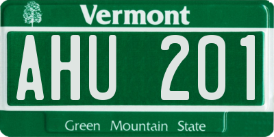 VT license plate AHU201