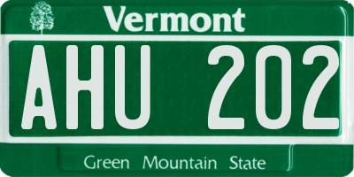 VT license plate AHU202